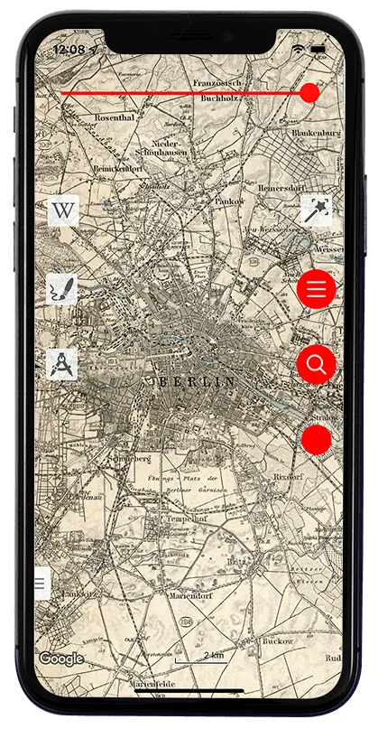 Экран наложения исторической карты в Vetus Maps