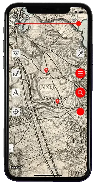 Главный экран Vetus Maps на iPhone